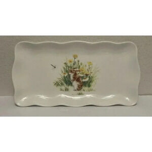 Easter Bunny Rabbit in the Garden Tray Grace Tea Ware  11 3/4”L x‎ 5 1/2”W x 1”H